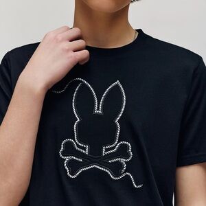 Psycho Bunny Men's Graphic Cotton Black Tee w/ Embroidered Logo